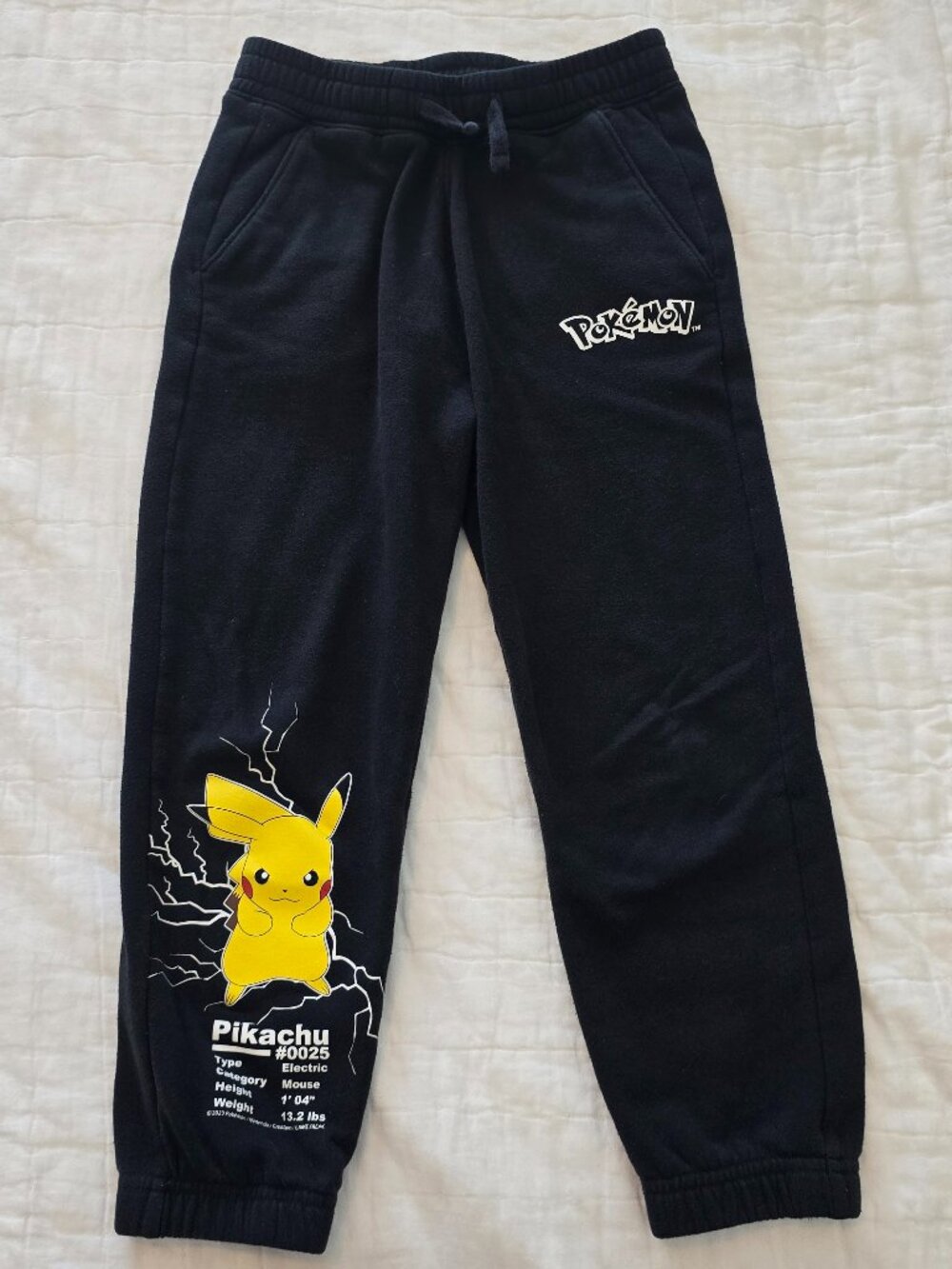 Size 7/8 Kids Pokémon Pikachu Black Jogger Sweatpants